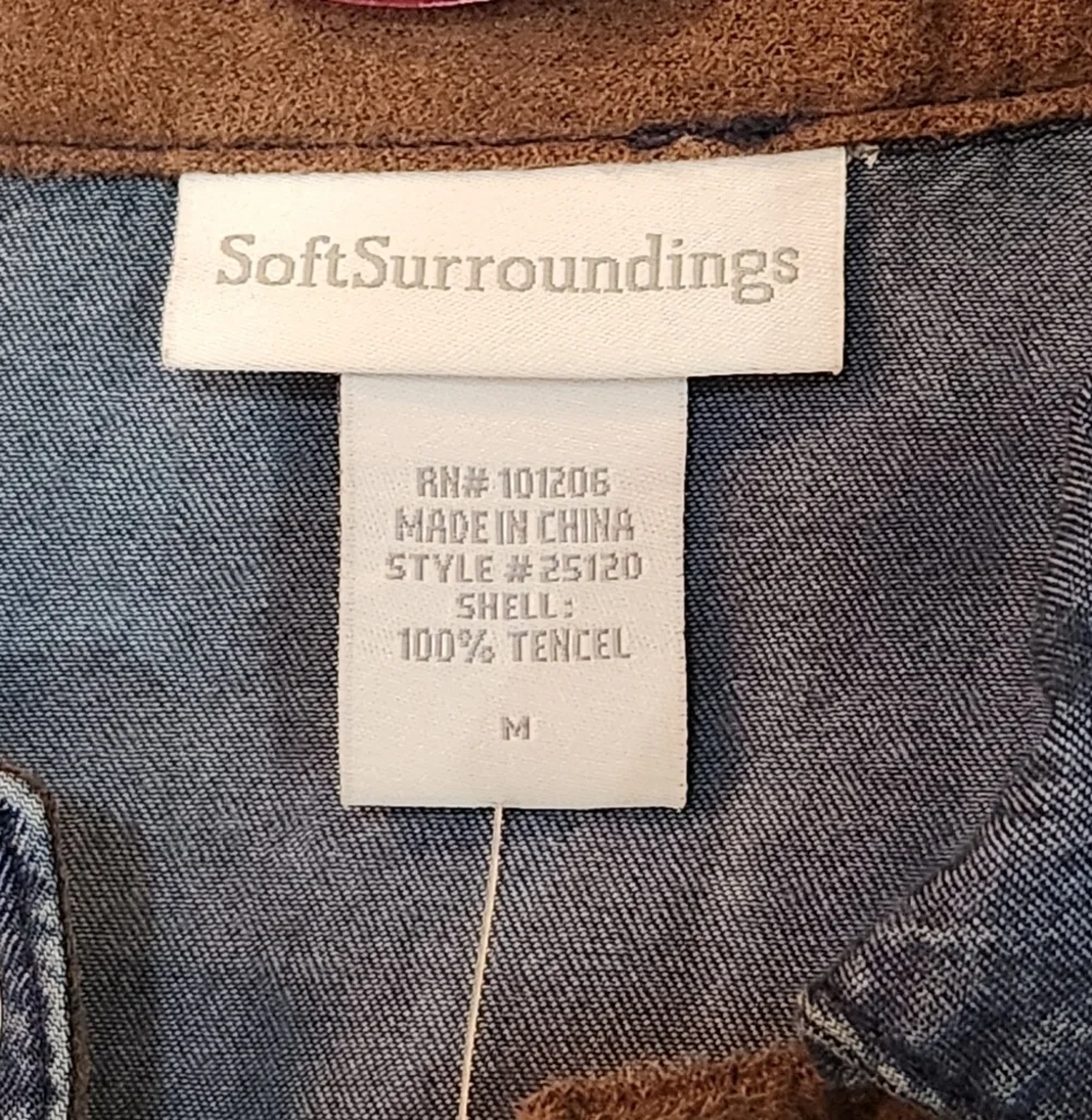 Soft Surroundings Chambray Denim Button-Up Shirt Size Medium